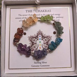 Shivam Sterling Silver Chakra Stone Bracelet